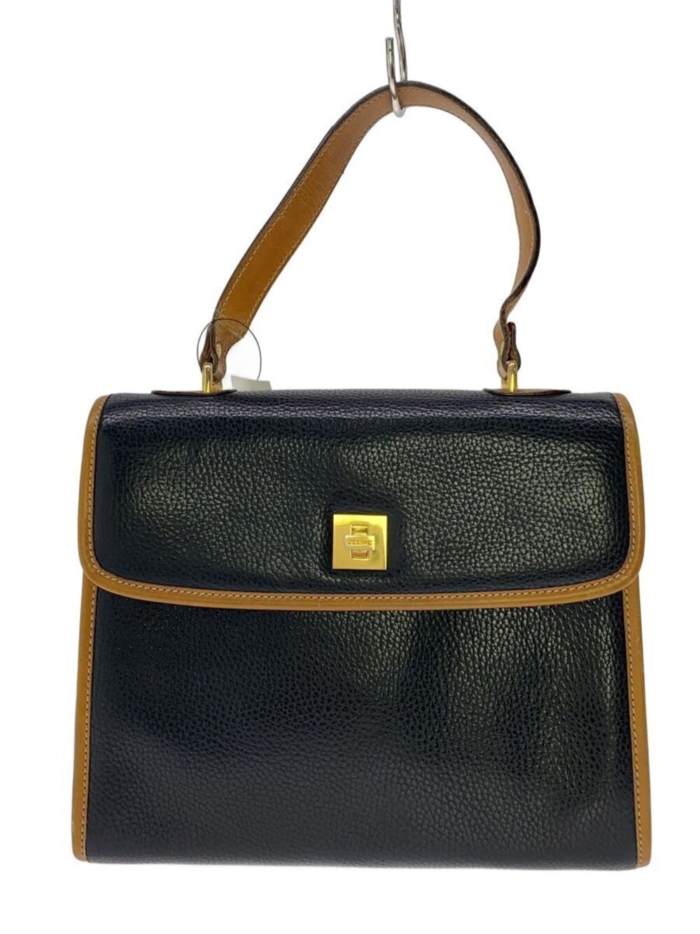 Celine Handbag Leather Black Beige
